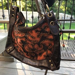 Lovely Isabella Fiore leather and fabric handbag